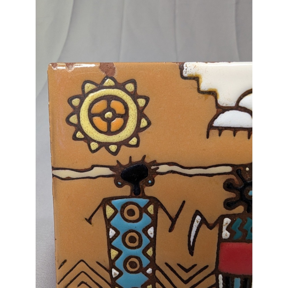 VTG Italian Ceramic Tile  Handcrafted Southwest Style 6" Made‎ in Italy - Picture 2 of 8
